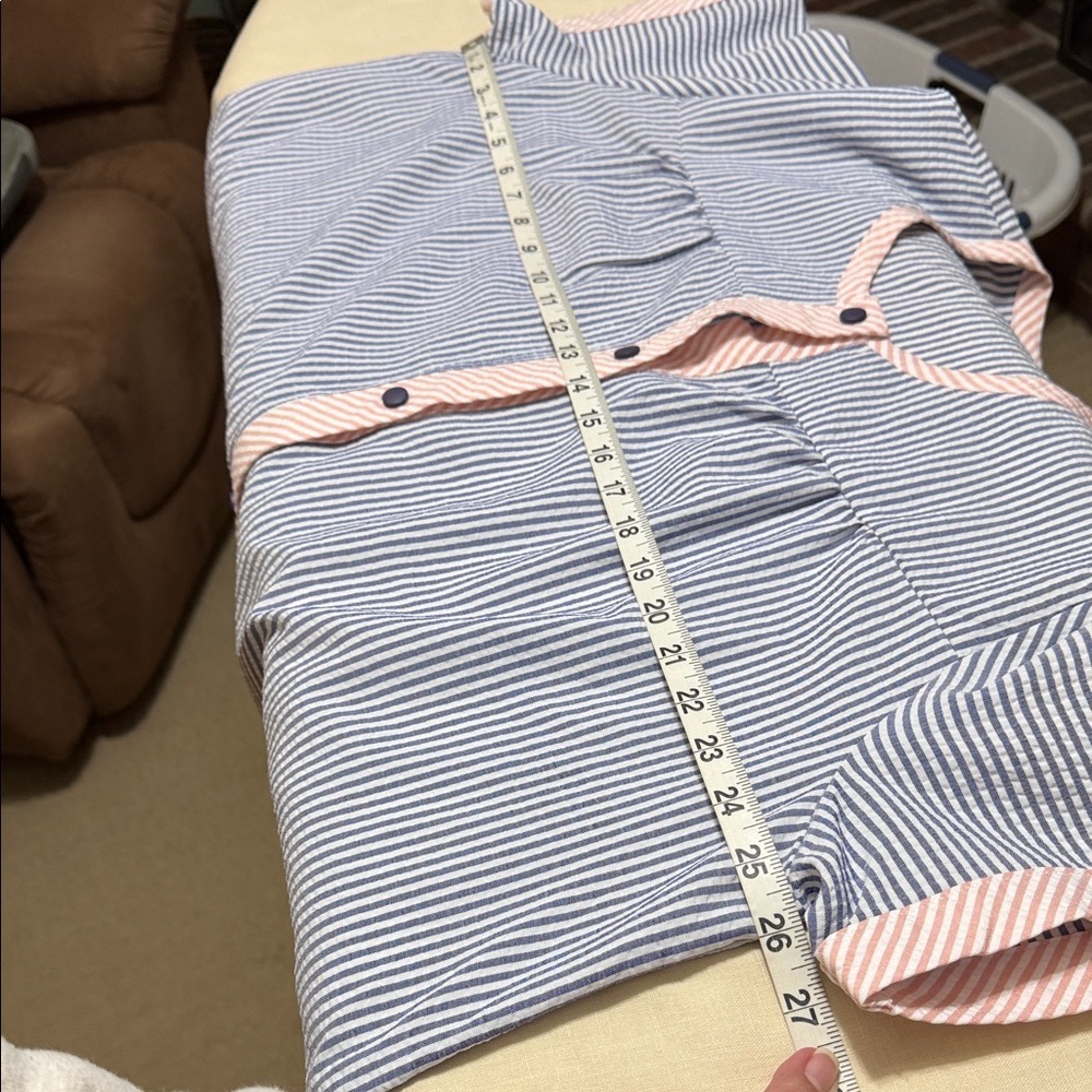 Yozly Blue, Pink & White Striped Snap Front House Dress, Size XXL - Picture 9 of 10